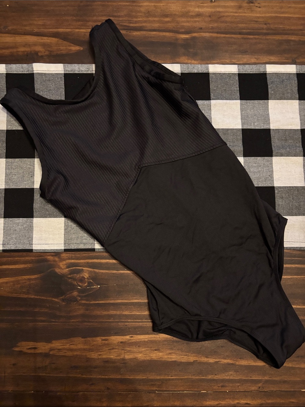 Danz in motion danshuz black ribbed leotard small